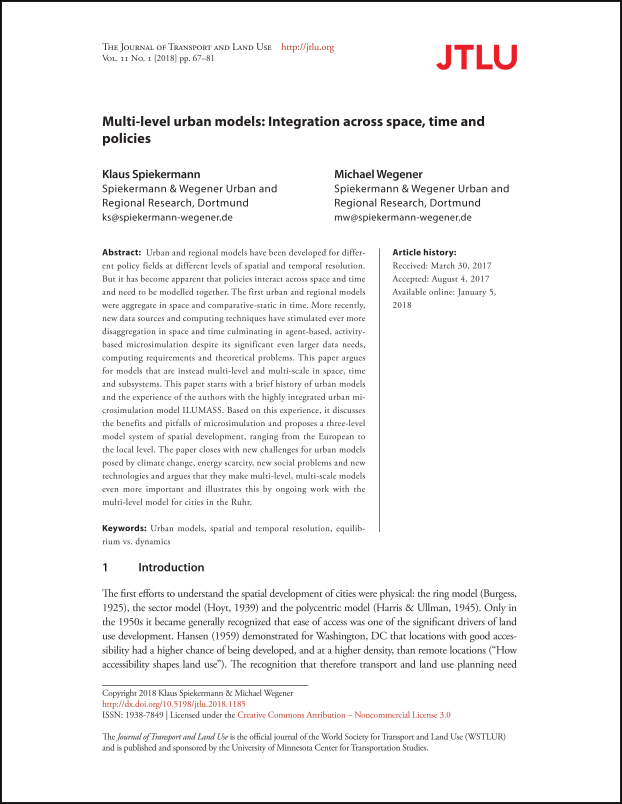 Multi-level urban models: Integration across space, time and policies