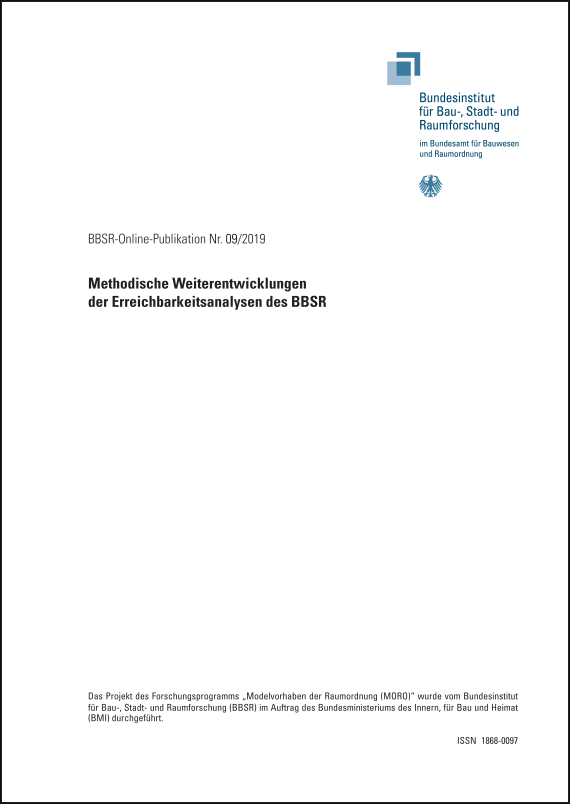 Schwarze, B., Spiekermann, K., Holthaus, T., Leerkamp, B., Scheiner, J. (2019): Methodische Weiterentwicklungen der Erreichbarkeitsanalysen des BBSR