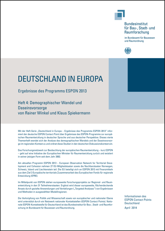Winkel, R., Spiekermann, K. (2014): Deutschland in Europa: Ergebnisse des Programms ESPON 2013