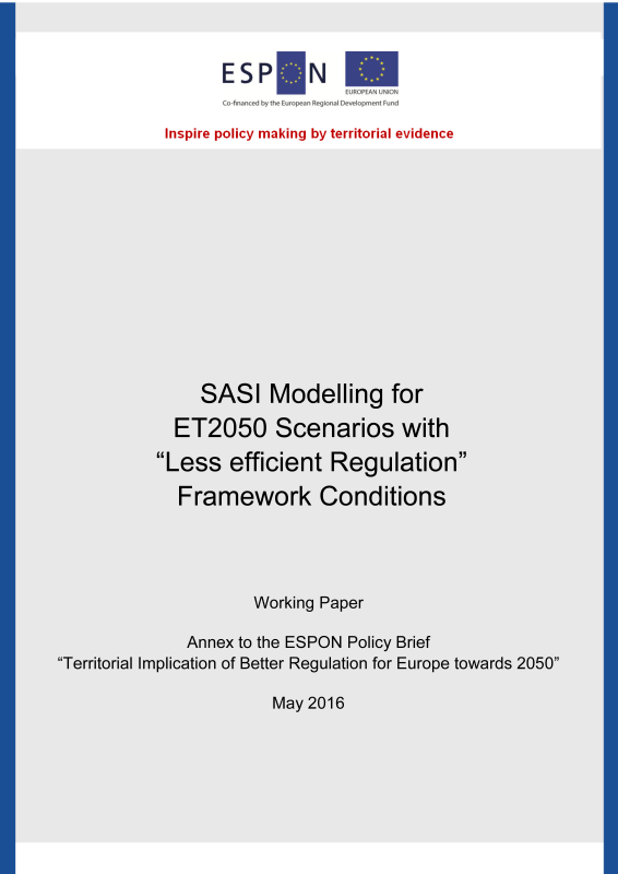 Spiekermann, K., Wegener, M. (2016): SASI Modelling for ET2050 Scenarios with "Less Efficient Regulation" Framework Conditions